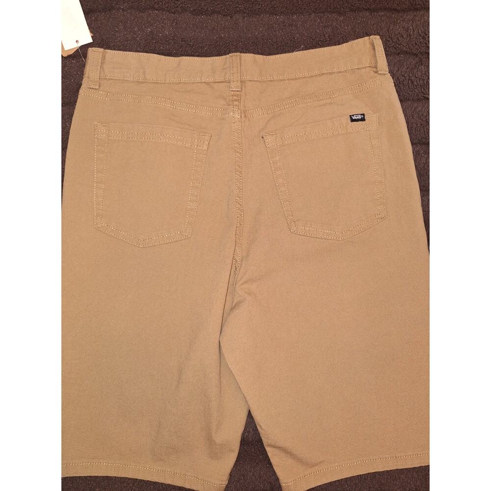 VANS brown Chino Shorts Men's Regular Fit Cotton Blend Flat Front Pockets Logo - Picture 2 of 10